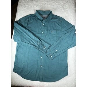 The North Face Mens Size XL Teal Long Sleeve Cotton Poly Blend Button Down Shirt